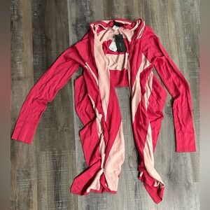 BCBGMAXAZRIA XS/S Pink Peony Multi-Wear Cardigan